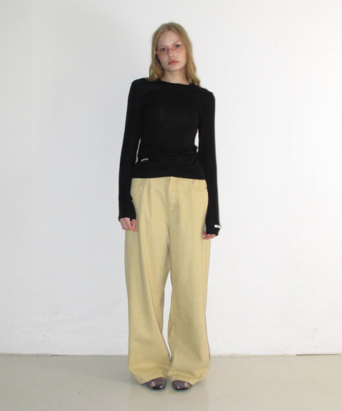 RONRON（ロンロン）の「SOFT PIGMENT WIDE DENIM PANTS YELLOW（デニムパンツ・レディース・その他・SMALL/MEDIUM）」の3枚目の写真