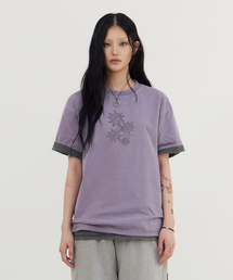 ピグメントグラフィック半袖Tシャツパープル
