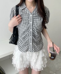 WEGO | WEGO/【26年春夏新作】コンパクトギャザーチェックシャツ(シャツ/ブラウス)