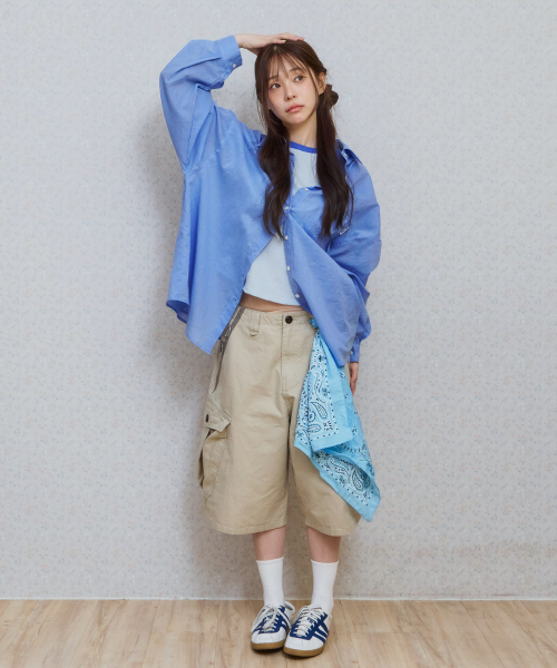 KIJIKO（キジコ）の「ke614. Washed Bermuda Cargo Pants Beige Grey（その他パンツ・レディース・ベージュ・SMALL/MEDIUM）」の5枚目の写真