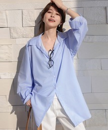 TeddyShop | 【水陸両用/サイドスリット入り/ヨーク切替え/軽量】長袖 オーバーシャツライク 開襟 ラッシュガード シャツ レディース(ラッシュガード)