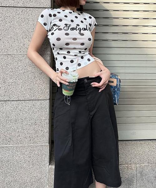 shyam inspiration(シャムインスピレーション)の「ドットロゴシアータイトTシャツ/半袖/シアートップス(Tシャツ/カットソー・レディース・ホワイト・M/S)」の12枚目の写真