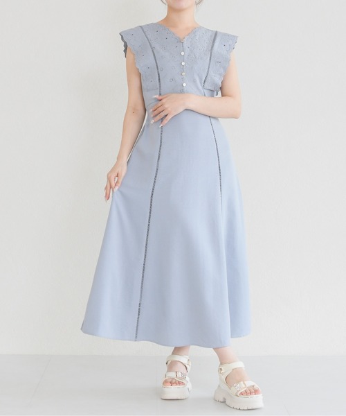 MISCH MASCH（ミッシュマッシュ）の「2026春夏新作 エンブロイダリーAラインワンピース（ワンピース・レディース・ブルー/ネイビー・M/S）」の5枚目の写真