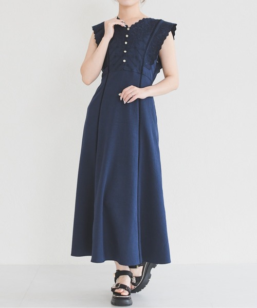 MISCH MASCH（ミッシュマッシュ）の「2026春夏新作 エンブロイダリーAラインワンピース（ワンピース・レディース・ブルー/ネイビー・M/S）」の9枚目の写真
