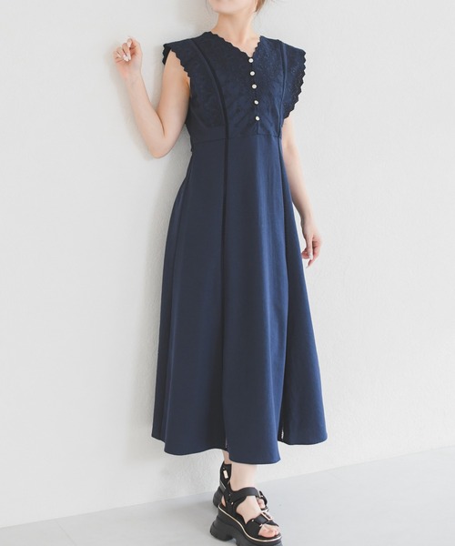 MISCH MASCH（ミッシュマッシュ）の「2026春夏新作 エンブロイダリーAラインワンピース（ワンピース・レディース・ブルー/ネイビー・M/S）」の10枚目の写真