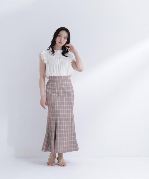 NATURAL BEAUTY BASIC(ナチュラルビューティーベーシック)の「ハイネックフリルスリーブカットソー(Tシャツ/カットソー・レディース・ピンク/オフホワイト/ダークブラウン・フリ-)」の5枚目の写真