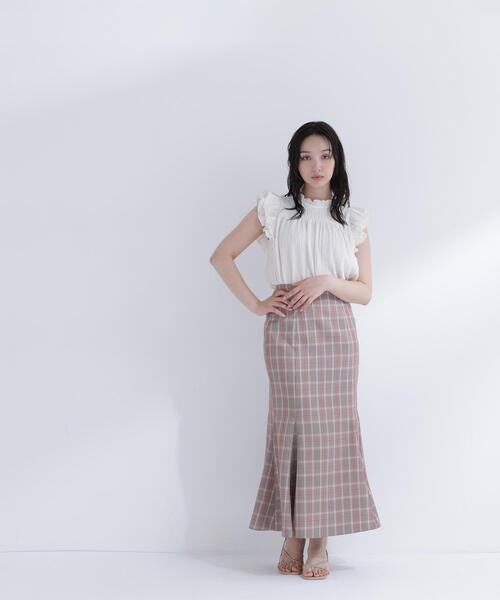 NATURAL BEAUTY BASIC(ナチュラルビューティーベーシック)の「ハイネックフリルスリーブカットソー(Tシャツ/カットソー・レディース・ピンク/オフホワイト/ダークブラウン・フリ-)」の7枚目の写真
