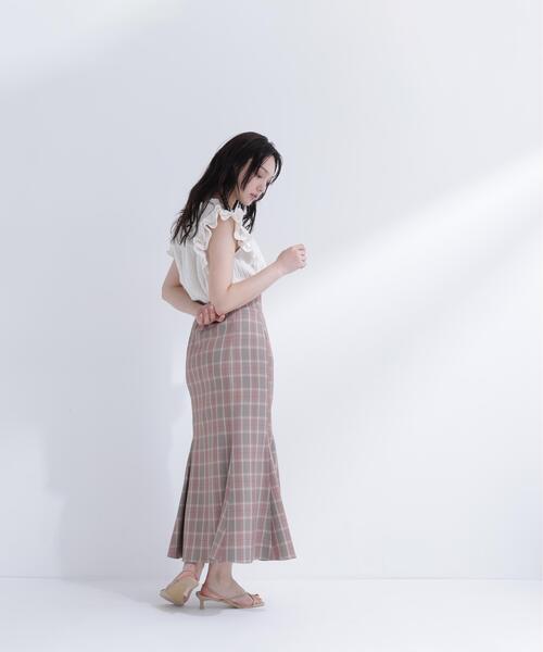 NATURAL BEAUTY BASIC(ナチュラルビューティーベーシック)の「ハイネックフリルスリーブカットソー(Tシャツ/カットソー・レディース・ピンク/オフホワイト/ダークブラウン・フリ-)」の9枚目の写真