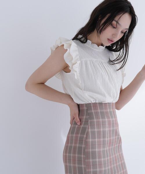 NATURAL BEAUTY BASIC(ナチュラルビューティーベーシック)の「ハイネックフリルスリーブカットソー(Tシャツ/カットソー・レディース・ピンク/オフホワイト/ダークブラウン・フリ-)」の10枚目の写真