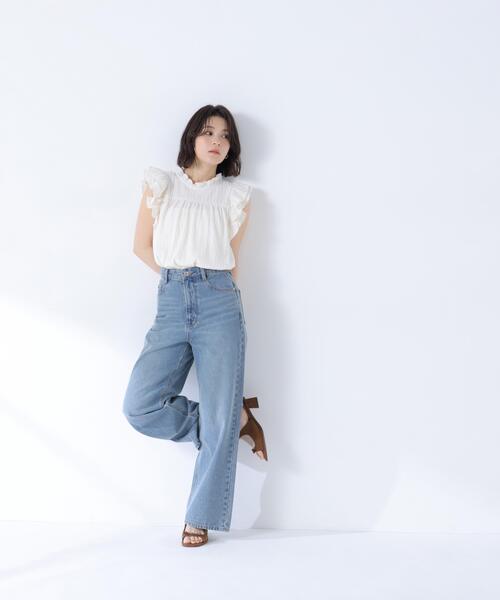 NATURAL BEAUTY BASIC(ナチュラルビューティーベーシック)の「ハイネックフリルスリーブカットソー(Tシャツ/カットソー・レディース・ピンク/オフホワイト/ダークブラウン・フリ-)」の12枚目の写真