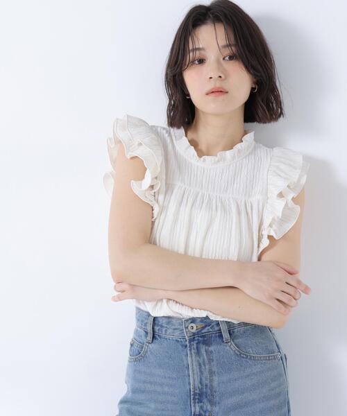 NATURAL BEAUTY BASIC(ナチュラルビューティーベーシック)の「ハイネックフリルスリーブカットソー(Tシャツ/カットソー・レディース・ピンク/オフホワイト/ダークブラウン・フリ-)」の13枚目の写真