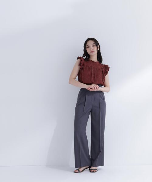 NATURAL BEAUTY BASIC（ナチュラルビューティーベーシック）の「ハイネックフリルスリーブカットソー（Tシャツ/カットソー・レディース・ピンク/オフホワイト/ダークブラウン・ﾌﾘ-）」の8枚目の写真