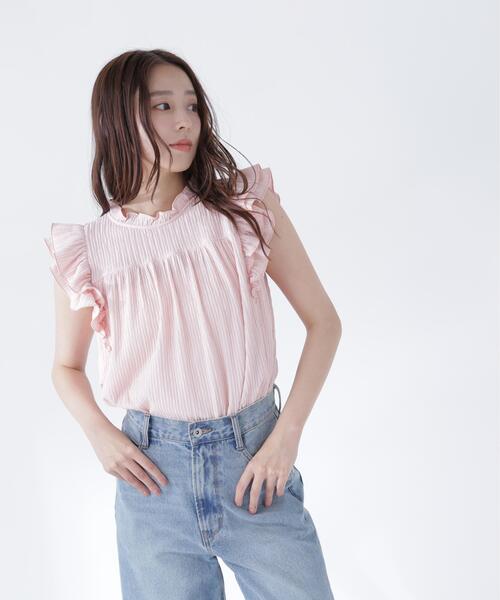 NATURAL BEAUTY BASIC（ナチュラルビューティーベーシック）の「ハイネックフリルスリーブカットソー（Tシャツ/カットソー・レディース・ピンク/オフホワイト/ダークブラウン・ﾌﾘ-）」の13枚目の写真