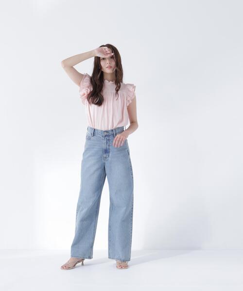NATURAL BEAUTY BASIC（ナチュラルビューティーベーシック）の「ハイネックフリルスリーブカットソー（Tシャツ/カットソー・レディース・ピンク/オフホワイト/ダークブラウン・ﾌﾘ-）」の14枚目の写真