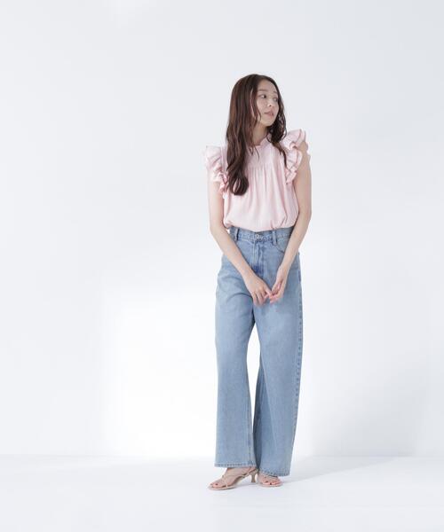 NATURAL BEAUTY BASIC（ナチュラルビューティーベーシック）の「ハイネックフリルスリーブカットソー（Tシャツ/カットソー・レディース・ピンク/オフホワイト/ダークブラウン・ﾌﾘ-）」の16枚目の写真