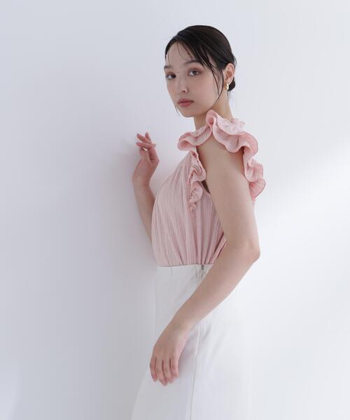 NATURAL BEAUTY BASIC（ナチュラルビューティーベーシック）の「ハイネックフリルスリーブカットソー（Tシャツ/カットソー・レディース・ピンク/オフホワイト/ダークブラウン・ﾌﾘ-）」の17枚目の写真