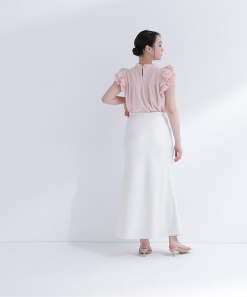 NATURAL BEAUTY BASIC（ナチュラルビューティーベーシック）の「ハイネックフリルスリーブカットソー（Tシャツ/カットソー・レディース・ピンク/オフホワイト/ダークブラウン・ﾌﾘ-）」の18枚目の写真