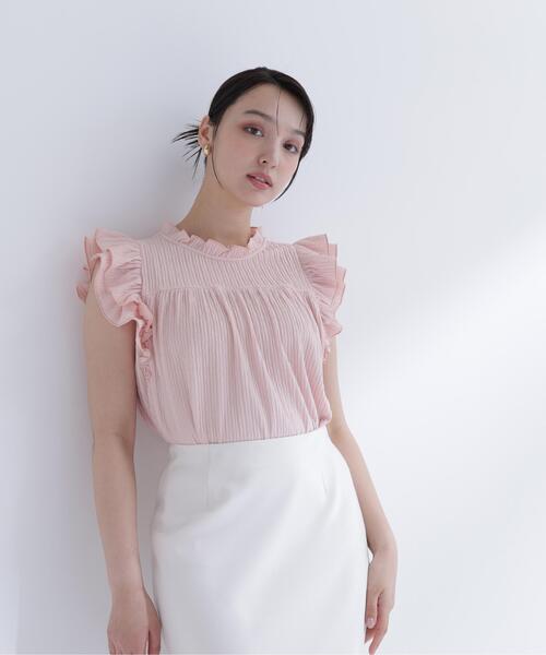NATURAL BEAUTY BASIC（ナチュラルビューティーベーシック）の「ハイネックフリルスリーブカットソー（Tシャツ/カットソー・レディース・ピンク/オフホワイト/ダークブラウン・ﾌﾘ-）」の19枚目の写真