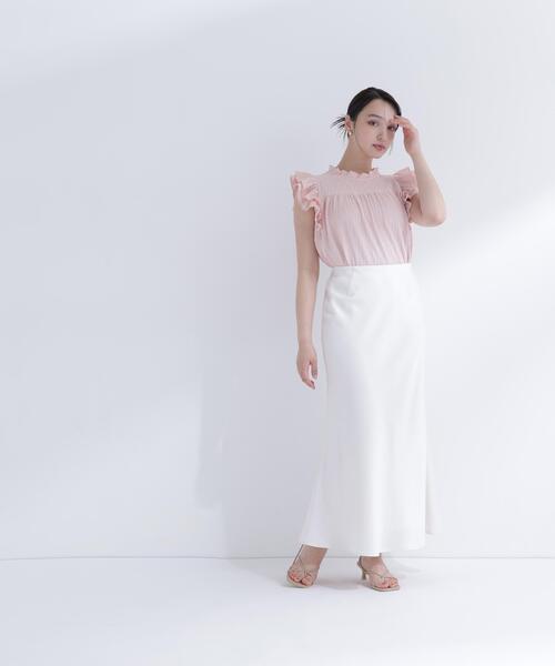 NATURAL BEAUTY BASIC（ナチュラルビューティーベーシック）の「ハイネックフリルスリーブカットソー（Tシャツ/カットソー・レディース・ピンク/オフホワイト/ダークブラウン・ﾌﾘ-）」の20枚目の写真