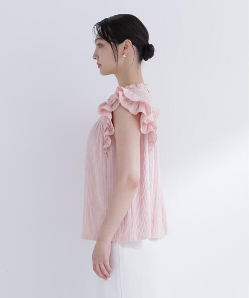 NATURAL BEAUTY BASIC（ナチュラルビューティーベーシック）の「ハイネックフリルスリーブカットソー（Tシャツ/カットソー・レディース・ピンク/オフホワイト/ダークブラウン・ﾌﾘ-）」の21枚目の写真