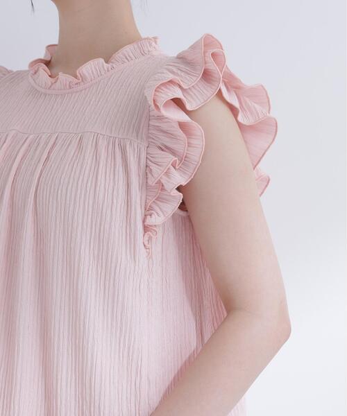 NATURAL BEAUTY BASIC（ナチュラルビューティーベーシック）の「ハイネックフリルスリーブカットソー（Tシャツ/カットソー・レディース・ピンク/オフホワイト/ダークブラウン・ﾌﾘ-）」の5枚目の写真