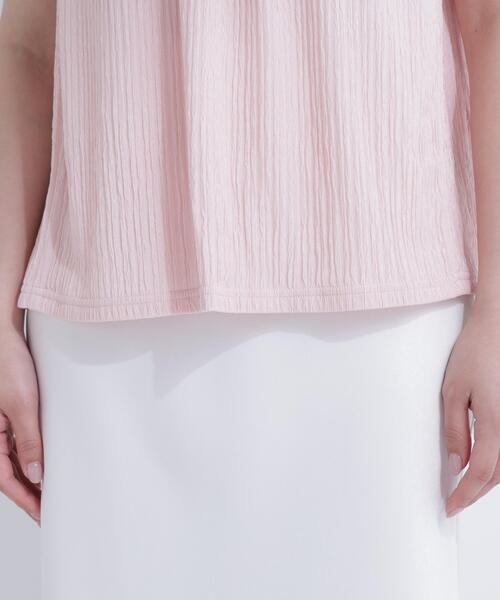 NATURAL BEAUTY BASIC（ナチュラルビューティーベーシック）の「ハイネックフリルスリーブカットソー（Tシャツ/カットソー・レディース・ピンク/オフホワイト/ダークブラウン・ﾌﾘ-）」の7枚目の写真