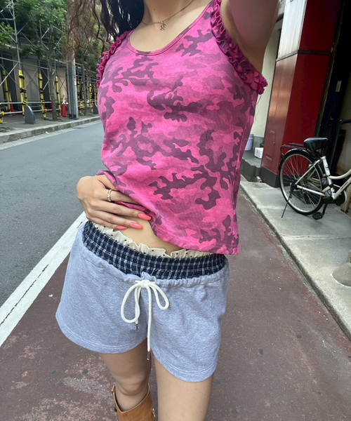 Oriens JOURNAL STANDARD（オリエンス ジャーナルスタンダード）の「《追加》ウエストレイヤードショートパンツ（その他パンツ・レディース・ブラウン/グレー・FREE）」の4枚目の写真