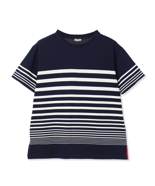 Petit Honfleur(プチオンフルール)の「パネルボーダーTシャツ【接触冷感・UVカット・オーガニックコットンブレンド】(Tシャツ/カットソー・レディース・ホワイト/ネイビー・M/L)」の16枚目の写真