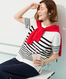 パネルボーダーTシャツ【接触冷感・UVカット・オーガニックコットンブレンド】