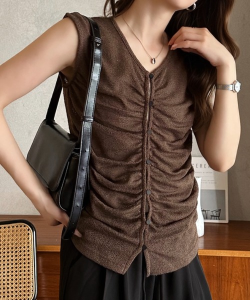 Eclat one(エクラワン)の「【Eclat one】シアー メッシュ センター ドレープ ニット(ニット/セーター・レディース・ブラウン/アイボリー/ブラック・FREE)」の16枚目の写真