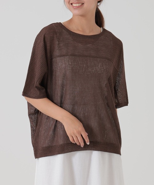 HEART MARKET(ハートマーケット)の「ドライタッチニットライクプルオーバー(Tシャツ/カットソー・レディース・ナチュラル/ダークオレンジ/ダークブラウン/ブラック・FREE)」の3枚目の写真