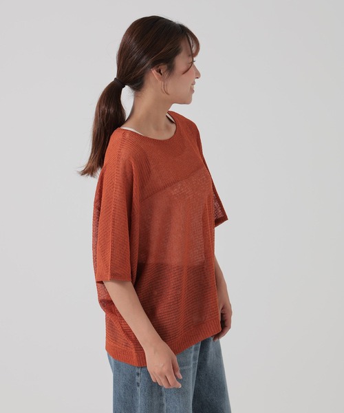HEART MARKET(ハートマーケット)の「ドライタッチニットライクプルオーバー(Tシャツ/カットソー・レディース・ナチュラル/ダークオレンジ/ダークブラウン/ブラック・FREE)」の19枚目の写真