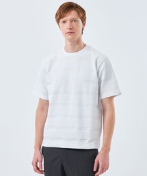 クルーネックTシャツ ポップコーンシャドーボーダー