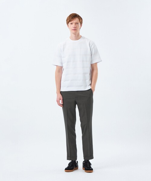 MACKINTOSH PHILOSOPHY（ﾏｯｷﾝﾄｯｼｭ ﾌｨﾛｿﾌｨｰ）の「クルーネックTシャツ ポップコーンシャドーボーダー（Tシャツ/カットソー・メンズ・チャコールグレー/ホワイト/ブラック・40/38）」の4枚目の写真
