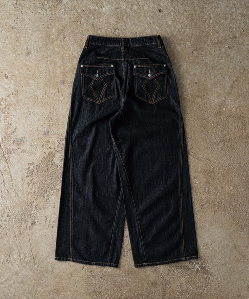 ADAMASTE(アダマスト)の「Western 3panel Buggy Denim Pants - ウエスタン3パネルバギーデニムパンツ【セットアップ対応】(デニムパンツ・メンズ・ブラック/インディゴブルー・SMALL/MEDIUM/LARGE)」の14枚目の写真