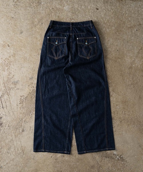 ADAMASTE(アダマスト)の「Western 3panel Buggy Denim Pants - ウエスタン3パネルバギーデニムパンツ【セットアップ対応】(デニムパンツ・メンズ・ブラック/インディゴブルー・SMALL/MEDIUM/LARGE)」の17枚目の写真