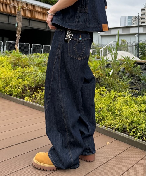 ADAMASTE(アダマスト)の「Western 3panel Buggy Denim Pants - ウエスタン3パネルバギーデニムパンツ【セットアップ対応】(デニムパンツ・メンズ・ブラック/インディゴブルー・SMALL/MEDIUM/LARGE)」の10枚目の写真