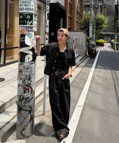 ADAMASTE(アダマスト)の「Western 3panel Buggy Denim Pants - ウエスタン3パネルバギーデニムパンツ【セットアップ対応】(デニムパンツ・メンズ・ブラック/インディゴブルー・SMALL/MEDIUM/LARGE)」の7枚目の写真