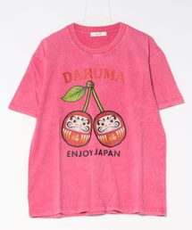 ウォッシュ加工オーバーサイズダルマプリントTシャツ