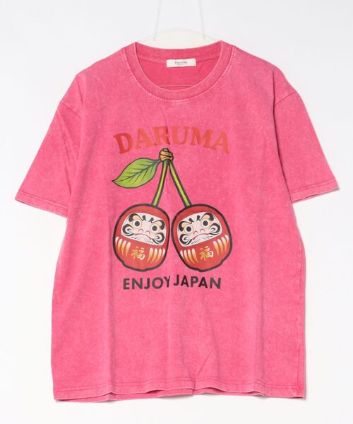 attagirl(アタガール)の「ウォッシュ加工オーバーサイズダルマプリントTシャツ(Tシャツ/カットソー・レディース・ブルー/ピンク/ブラック・L/M)」の3枚目の写真