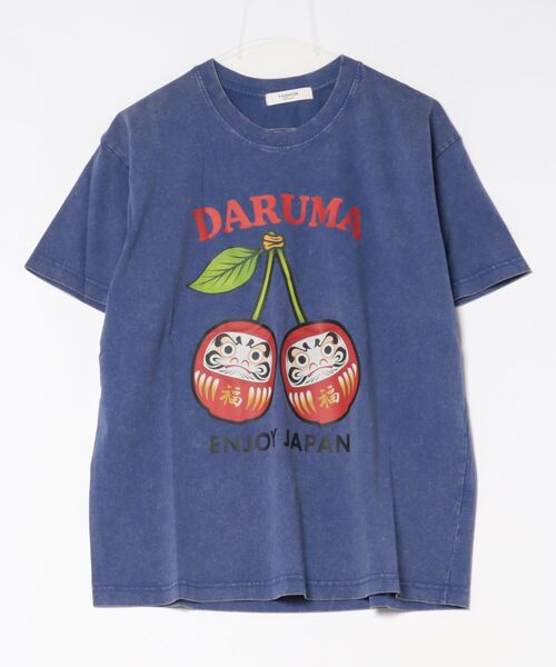 attagirl(アタガール)の「ウォッシュ加工オーバーサイズダルマプリントTシャツ(Tシャツ/カットソー・レディース・ブルー/ピンク/ブラック・L/M)」の2枚目の写真