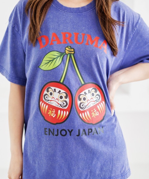 attagirl(アタガール)の「ウォッシュ加工オーバーサイズダルマプリントTシャツ(Tシャツ/カットソー・レディース・ブルー/ピンク/ブラック・L/M)」の6枚目の写真