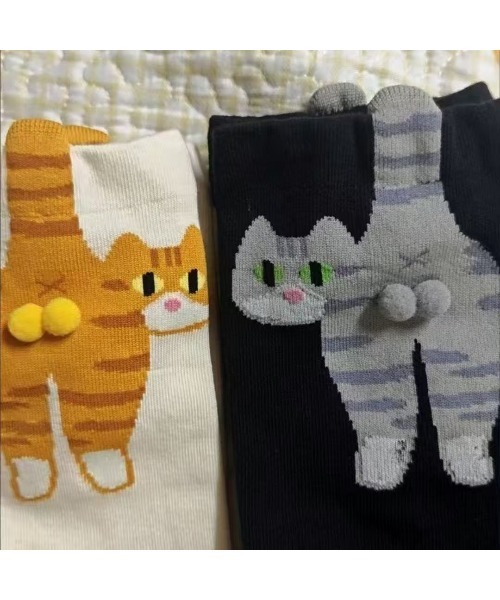 boemy(ボエミー)の「猫のおしり デザインソックス(ソックス/靴下・レディース・ホワイト/ブラック・FREE)」の15枚目の写真
