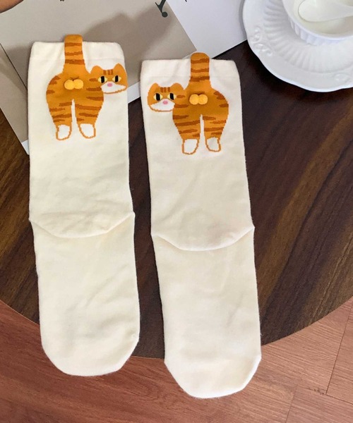 boemy(ボエミー)の「猫のおしり デザインソックス(ソックス/靴下・レディース・ホワイト/ブラック・FREE)」の18枚目の写真