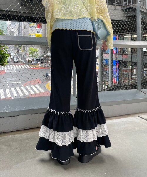 HELLO.SANFRANCISCO(ハローサンフランシスコ)の「【HELLO.SANFRANCISCO】レースフリルワッフルパンツ(その他パンツ・レディース・ブラック/ブルー・MEDIUM/SMALL)」の9枚目の写真