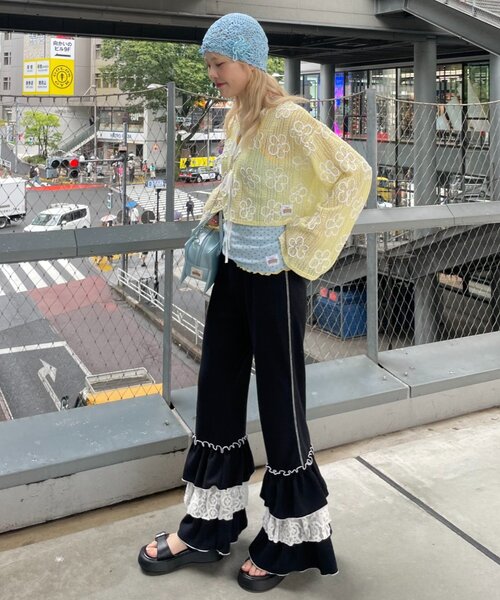 HELLO.SANFRANCISCO(ハローサンフランシスコ)の「【HELLO.SANFRANCISCO】レースフリルワッフルパンツ(その他パンツ・レディース・ブラック/ブルー・MEDIUM/SMALL)」の11枚目の写真