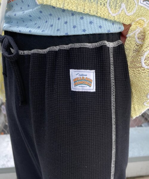 HELLO.SANFRANCISCO(ハローサンフランシスコ)の「【HELLO.SANFRANCISCO】レースフリルワッフルパンツ(その他パンツ・レディース・ブラック/ブルー・MEDIUM/SMALL)」の15枚目の写真
