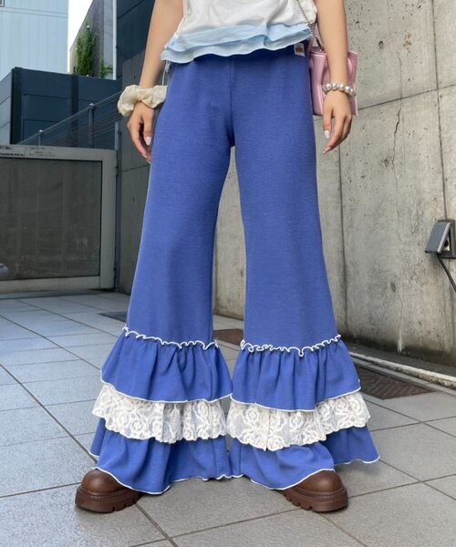 HELLO.SANFRANCISCO(ハローサンフランシスコ)の「【HELLO.SANFRANCISCO】レースフリルワッフルパンツ(その他パンツ・レディース・ブラック/ブルー・MEDIUM/SMALL)」の17枚目の写真