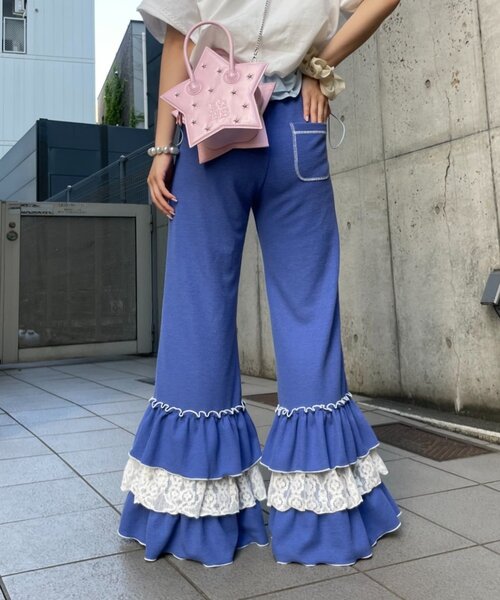 HELLO.SANFRANCISCO(ハローサンフランシスコ)の「【HELLO.SANFRANCISCO】レースフリルワッフルパンツ(その他パンツ・レディース・ブラック/ブルー・MEDIUM/SMALL)」の18枚目の写真