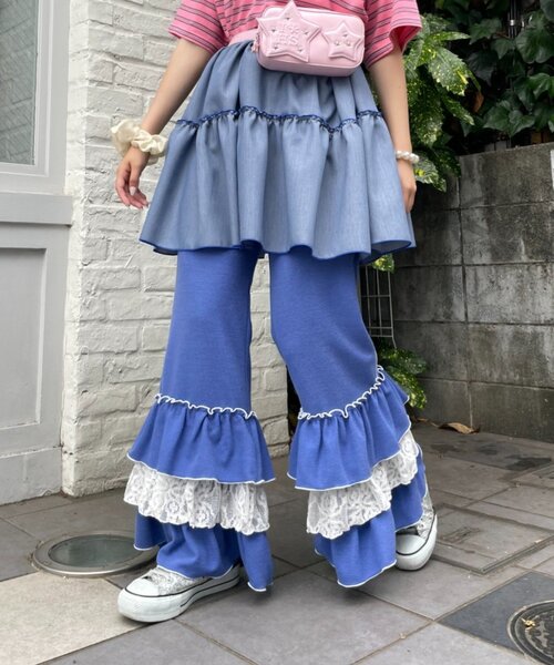 HELLO.SANFRANCISCO(ハローサンフランシスコ)の「【HELLO.SANFRANCISCO】レースフリルワッフルパンツ(その他パンツ・レディース・ブラック/ブルー・MEDIUM/SMALL)」の19枚目の写真